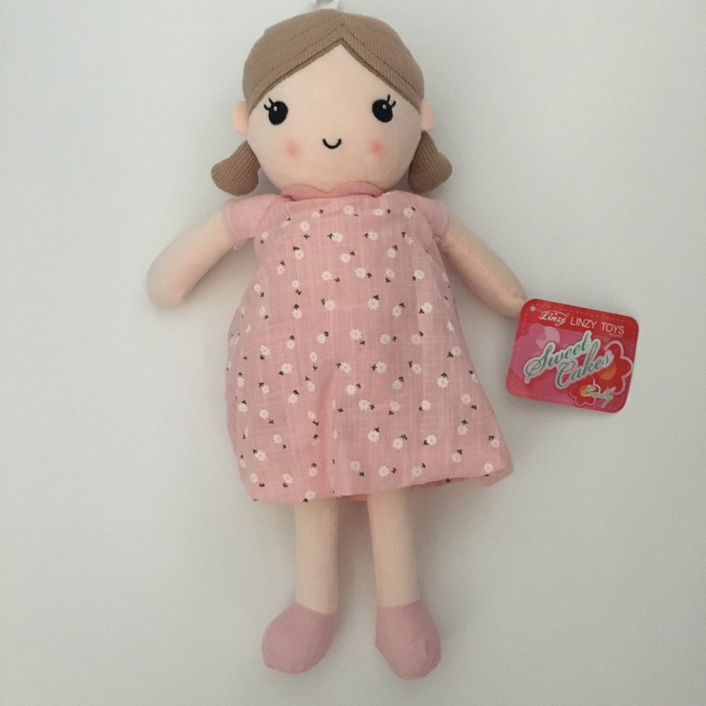 Baby Doll Sweet Cakes wearing Pink Dress and Headband Soft Baby Toy NEW | Linzy